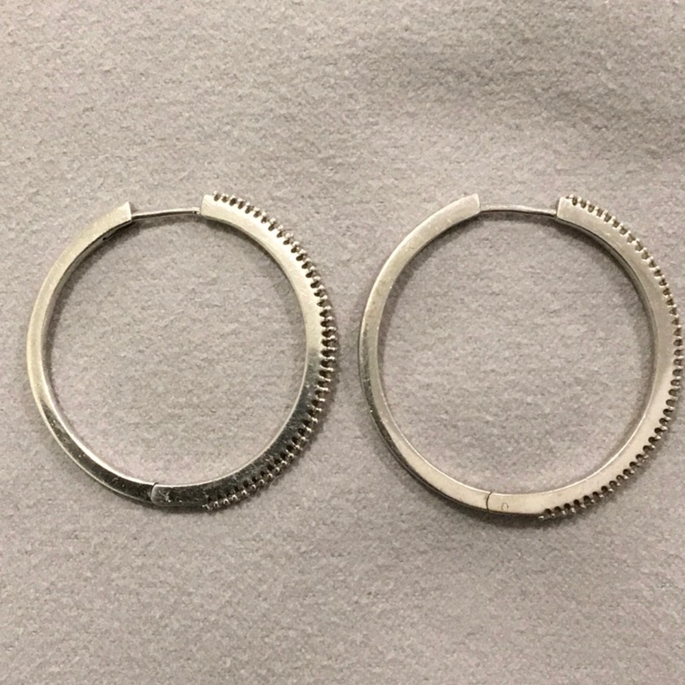 Sterling Silver CZ Hoop Earrings